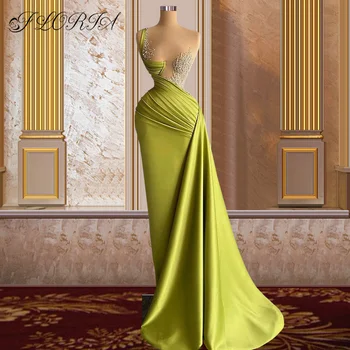 Елегантна прозрачна зелена официална вечерна рокля с дълъг влак, расшитое мъниста, вечерни рокли на знаменитости Саудитска Арабия, Абитуриентски 2022, vestido longo феста
