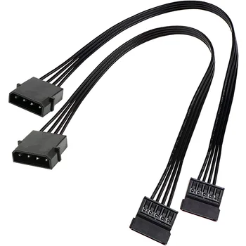 Molex IDE 4-Пинов Конектор към 15-Контакт с Контакт SATA Кабел-Адаптер Преобразувател за Захранване на Твърдия Диск HDD SSD удължителен кабел за Захранване, 2 Опаковки