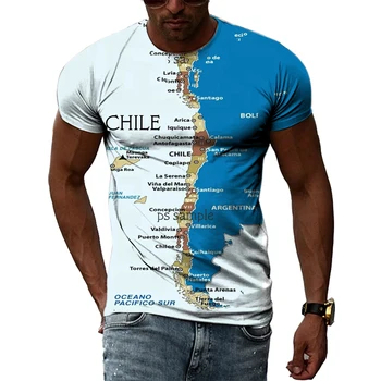 2023 красива страна Чили Мъжки тениски Sumemr мода ежедневни 3D отпечатано с къс ръкав красив Харадзюку върховете