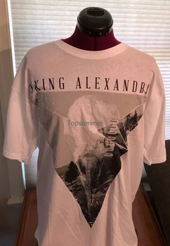 Нова тениска Nwt Asking Alexandria от бял 100% памук с триъгълен модел, Размер на Средната