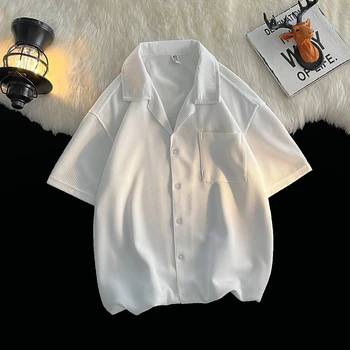 Мъжки Ежедневни риза райе с къс ръкав, Однотонная, Повдигащ Гърдите Джоб Отпред, Работни Ризи с обикновена Яка, копчета B11