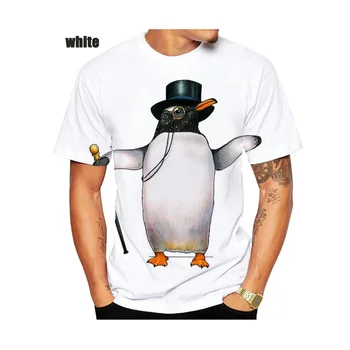Нова мода мъжка тениска с 3D-принтом под формата на животното и пингвин, забавна тенденция ежедневни тениска, дамски дрехи, блузи размер оверсайз Y2k