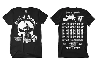 Дяволът Рамади, Крис Кайл, Американски снайперист, Тениска от 100% памук Кръгло деколте, Лятна Ежедневната Мъжка тениска с къс ръкав, Размер S-3XL