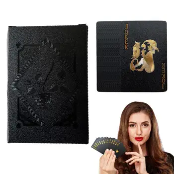 Карти за игра от черно от златно фолио the Black Pearl Game Poker Водоустойчив карти за игра за групови мероприятия, събиране на гостите