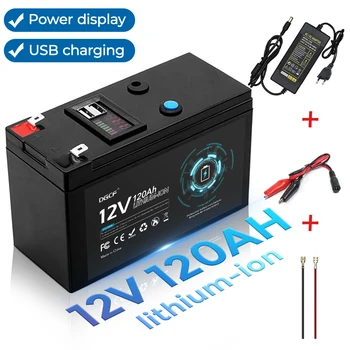Желязо-фосфатная батерия 12V 120Ah 18650 литиево-йонна USB акумулаторна батерия за електромобили на слънчевата енергия + зарядно устройство 12,6 В 3A