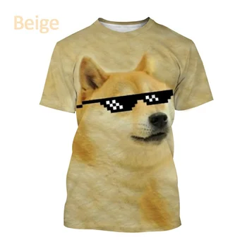 Астронавт Дож Dogecoin Графична Тениска за Мъже, Модни Дрехи, тениски с фен на meme Cheems, Ежедневни Тениски с 3D Принтом Shiba-Ин