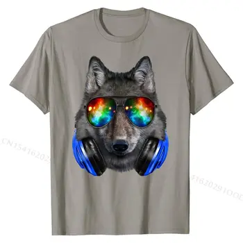 Сив Вълк в ролята на ди-джей в слънчеви очила Galaxy, тениска със слушалки, популярни мъжки ризи, памучни блузи, риза с 3D-принтом