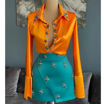 В продажба само блуза, тюркоазено арабски цветове по поръчка, коктейлни рокли за срещи на възпитаници, винтажное рокля за бала трапецовидна форма, само екипировки