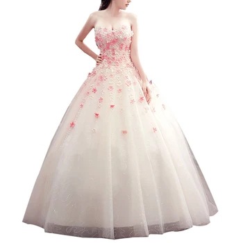 Секси бална рокля, булчинска рокля с цветя, сватбени рокли с пайети във формата на сърце, рокля за бала Sweet 16 Princess Quinceanera за момичета