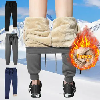 Мъжки зимни изолирана панталони с руното подплата M-6XL, спортни джоггеры, свободни ежедневни топли панталони за фитнес 2023, Нова мода