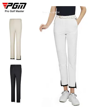 Дамски дрехи за голф PGM, Уютни Пролетно-есенни спортни панталони, дамски спортни панталони с контрастни цепки, Разтеглив разкроена панталони, дишащи