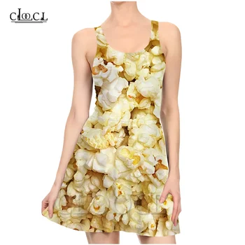 CLOOCL Нова мода Резен Лимон, Пуканки, чипс, дамски лятна тенденция, рокли за партита с 3D принтом за момичета, секси рокля