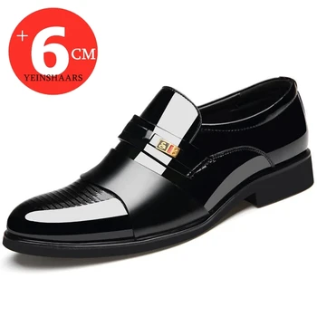 Мъжки обувки на равна подметка / 6 см с асансьор, бизнес и официални oxfords, Кожени обувки, мъжки, Британска ежедневни обувки за банкет, сватбен костюм