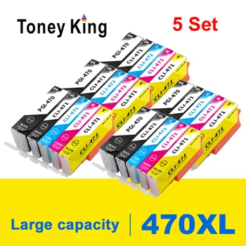 Toney King 5 компл. 470XL PGI-470 CLI-471 PGI470 CLI471 Съвместим Мастило Касета За Canon PIXMA TS5040 TS6040 TS8040 TS9040 MG5740