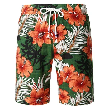 Плажни къси панталони с цветни листа, панталони, мъжки шорти за сърф y2k с 3D-принтом, Летен Хавайски бански, бански, шорти Cool Ice
