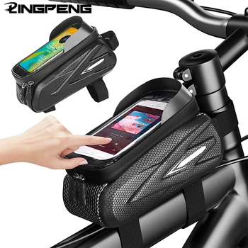Велосипедна чанта, за поставяне на телефон с сензорен екран, EVA, водоустойчив титуляр за колоездене телефон, чанта за колоездене телефон, чанта на предната рамка, чанти волан с горната тръба