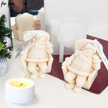 За Забавна Сън Дядо Коледа Силиконова Форма За Свещи направи си САМ Коледна Украса Ароматерапевтические Свещи Гипсова Смола Производство на Форми за Подарък