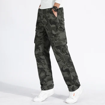 Мъжки камуфляжные панталони-карго с множество джобове дантела прозорци, памучни работни панталони оверсайз, риболовни тактически панталони-карго за мъже