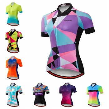 Майк за велоспорта, женски велосипеди топ, Майо, Лятна риза за състезания по планинско колоездене, Дамски дрехи за езда, Кратък Лилаво, Розово, Червено