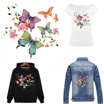 Апликация във формата на цветя и пеперуди, пера Етикети с теплопередачей, направени със собствените си ръце, рокли, Аксесоари за дрехи по поръчка