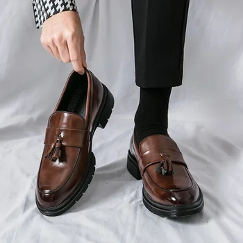 Модел Обувки за Мъже от Естествена Кожа, Бизнес Вечерни Oxfords, Обувки От Качествена Кожа, Лоферы Zapatos Hombre, Мъжки Обувки за Сватба