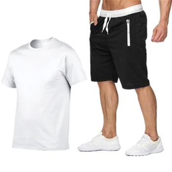 Лятото на 2022 от памук и коноп 2021, комплект от две части, мъжка тениска с къс ръкав, съкратен топ BL17