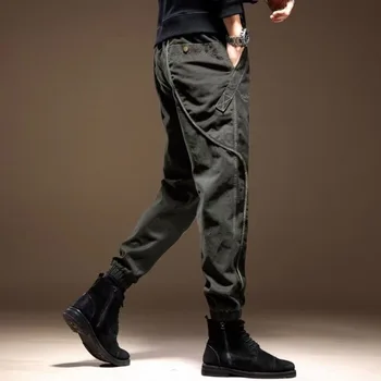 Високо качество, Есен 2024, обикновена дизайнерски Модерни ежедневни панталони, Мъжки черни преки Свободни панталони големи размери, мъжки