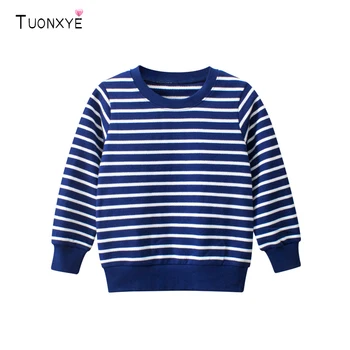TUONXYE/ Есенни блузи с дълъг ръкав за момчета в сладък ивица, Памучен вязаная мека детска ежедневни топли дрехи-пуловер от 2 до 9 години