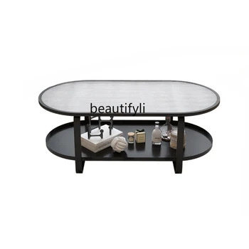 Масичка за кафе в хола Прости Модерен, Креативен, с овална подвижна масичка за чай от закалено стъкло