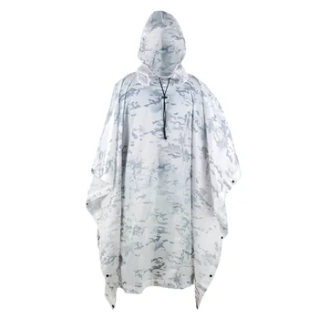 Улично камуфляжное пончо, армейски тактически дъждобран с качулка, Дишаща Дъждобран за къмпинг, туризъм, лов, наблюдение на птици, костюм за пътуване, дождевики