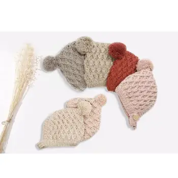 Мека вязаная вълнена детска шапка с уши за защита на предния капак, есенно-зимна топла утепленная шапчица-бини за новородени, директна доставка,