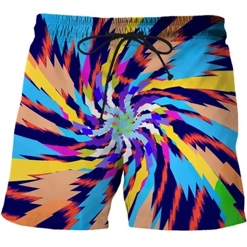 2021 Нови Мъжки цветни Летни шеметно 3D Щампи на Dazzle Plunge Swim Ежедневни Празнични Плажни Шорти за Плуване дрехи мъжки плажни шорти