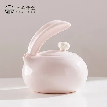 Керамичен чайник Yipin Qiantang с един гърнето Year of the Rabbit, творчески луксозен кана за приготвяне на чай кунг-фу, домашен розов чай.