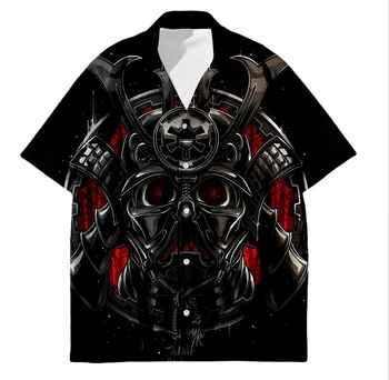 Мъжки ризи Samurai Japanese Tattoo, Хавайски Мъжка Риза, Класически Ризи Голям Размер С 3D Принтом, Япония, Harajuku, Мъжки Camisa