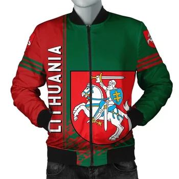 Литовски Рицарски флаг С 3D принтом, Дебело яке-бомбер, Мъжко яке Пилот на мълния, Топла Коледна Юбилейна