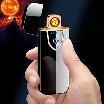 2023 най-новия модел USB-акумулаторна вольфрамовой запалки С тънък преносим сензорен датчик Персонализирани запалката Мъжки джаджи