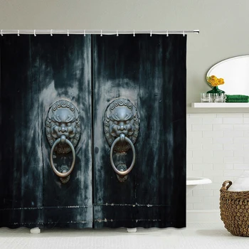 Ретро 3D Печат Старата Дървена Врата, Завеса за душ от водоустойчив Полиестер Декорация на Дома, Завеса за баня Достъп в Банята