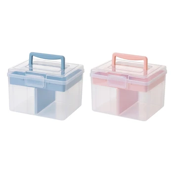 Штабелируемая кутия за съхранение на diy Пластмасови Регулируеми контейнери за съхранение, с дръжка за носене, Прозрачни контейнери