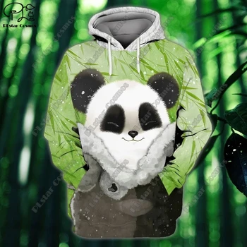 3D-печат новата серия животни love panda art унисекс облекло, забавна ежедневна hoody с качулка/hoody с цип / яке/тениска на X-5