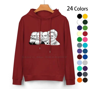 Маркс, Енгелс, Ленин, Троцки Пуловер с качулка от чист памук, 24 цвят The Squad Социалистическа алтернатива на Демократичния социализъм