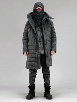 Дизайнерска Мода Демонстрация на Асиметрични ципове WasteLand Deconstructing, Удебелена Мъжки дрехи Средна Дължина, Пуховик Дебел (Зима)