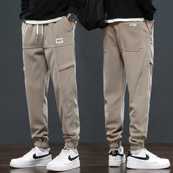Панталони-карго Мъжки ежедневни широки панталони с еластичен ластик на талията, модерни мъжки спортни панталони за джогинг, градинска облекло