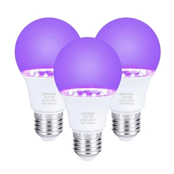 Ултравиолетова UV-лампа с мощност 3ШТ 10 W, UV-лампа с флуоресцентным откриване, черна, светло синя лампа E26 110V 220V за декорация на партита DJ
