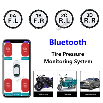 Мотоциклетът система за контрол на налягането в гумите TPMS, съвместима с Bluetooth, Безжични датчици за налягане в гумите за мото на автомобили на базата на Android/ IOS TMPS
