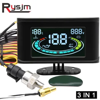 3в1 LCD цифров датчик за налягане на маслото в товарния автомобил волтметър сензор за температура на водата + датчик за налягане на масло 10 мм npt1/8 12 В 24 В Универсален
