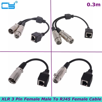 Удлинительный кабел 8P Rj45 Female 2 XLR Male-Female за Предаване на сигнал, Усилвател на мощност, Звук, Осветление, Сценичното оборудване