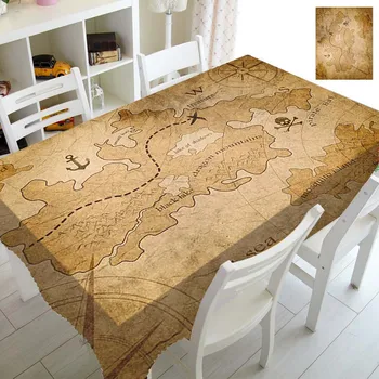 Древна Pirate Карта на Карибско море, Покривката с Принтом, Интериор за Дневната, Домашно масата за Хранене, Моющаяся Пылезащитная Покривка