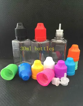 1000шт Квадратна бутилка Пластмасова бутилка-краен за течни масла 11 цвята, Защитена от деца капачка за аутопсия, празни пластмасови бутилки, 30 мл