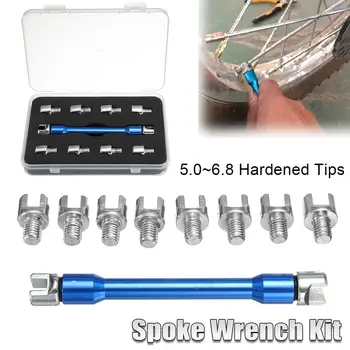 1 комплект синьо гаечен ключ със спици за мотоциклет и 10 броя угасне накрайници 5.0 ~ 6.8 За повечето мотоциклети