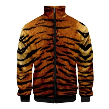 Якета с 3D-принтом и шарките на тигър, мъжки ежедневни модерно яке с дълъг ръкав, Дишаща градинска дрехи, Свободни и удобни палто с цип